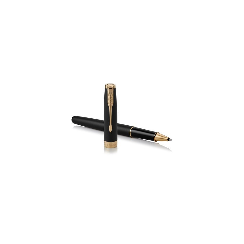 Penna roller Parker Sonnet punta F inchiostro nero Parker Matte Black GT 1931518