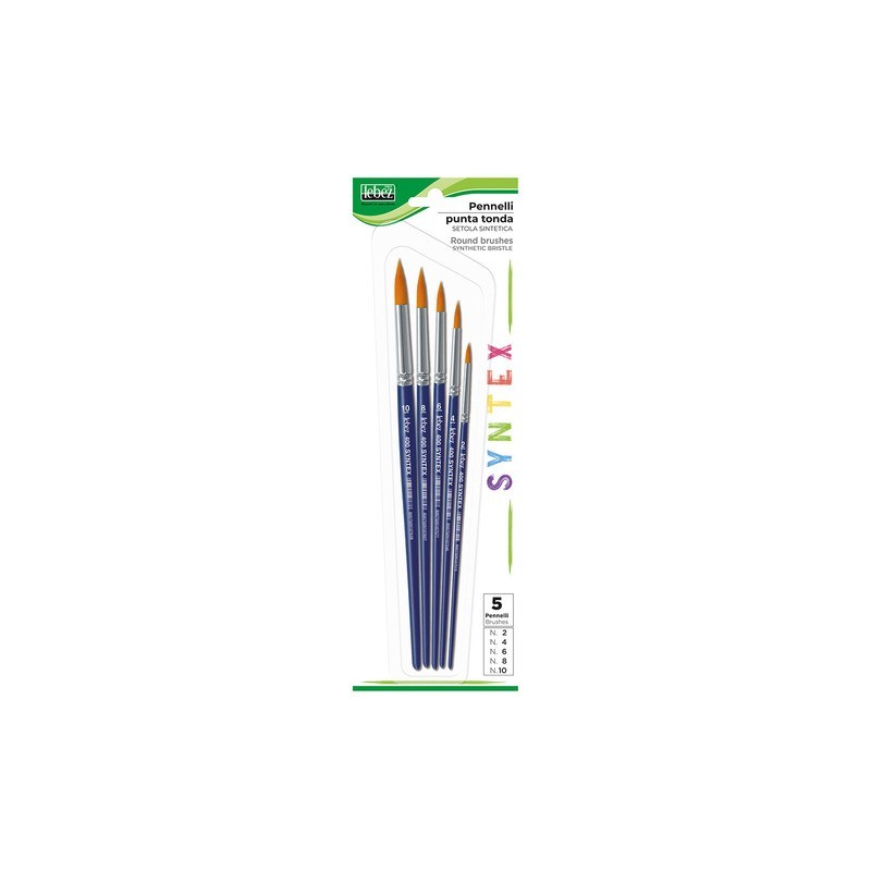 Pennelli Lebez Syntex in setole sintetiche - punta tonda - conf. 5 pz - 400B