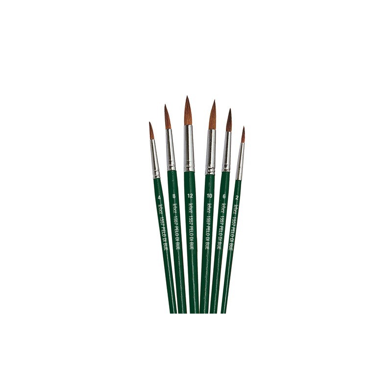 Pennello punta tonda Lebez - pelo di bue - serie N.10 - conf. 12 pz 1557/10B