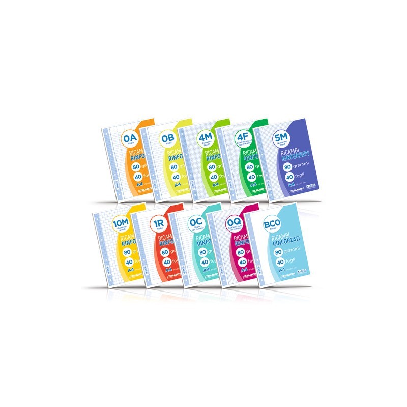 Ricambi rinforzati per quaderni ad anelli Blasetti - A5 - 80 g/m² - 40 ff - 4M - 2328 (Conf.10)