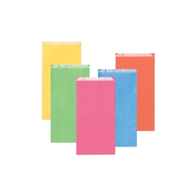 Sacchetti in carta Multicolor 12x22 + 4 cm conf. 100 pz Rex-Sadoch tinte unite chiare assortite - MLC04LIT