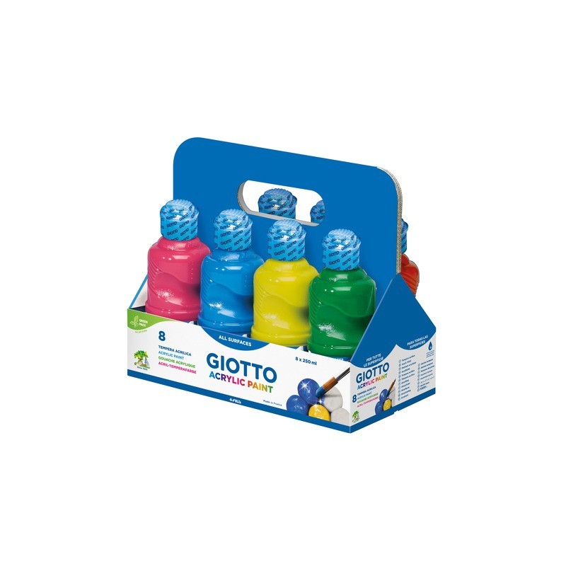 Schoolpack tempera pronta acrilica Giotto - colori assortiti - conf. 8 pezzi - F53510000