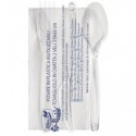 Set 3 posate trasparenti Dopla Reusable in PS con tovagliolo 33x33 cm - conf. 100 pz - 03944