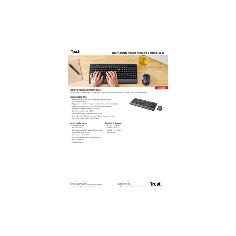 Set tastiera e mouse TREZO Trust nero  24530