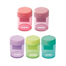 Temperamatite a 2 fori con serbatoio tondo Nikoffice colori pastello assortiti - 12NIK049 (Conf.24)