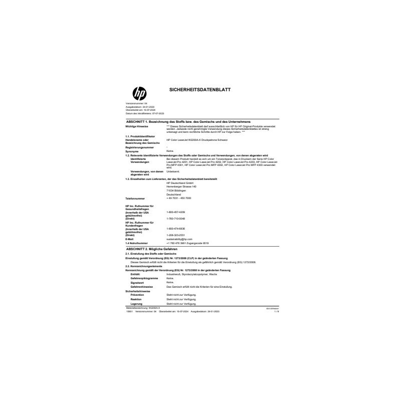 Toner LaserJet HP 220A nero W2200A