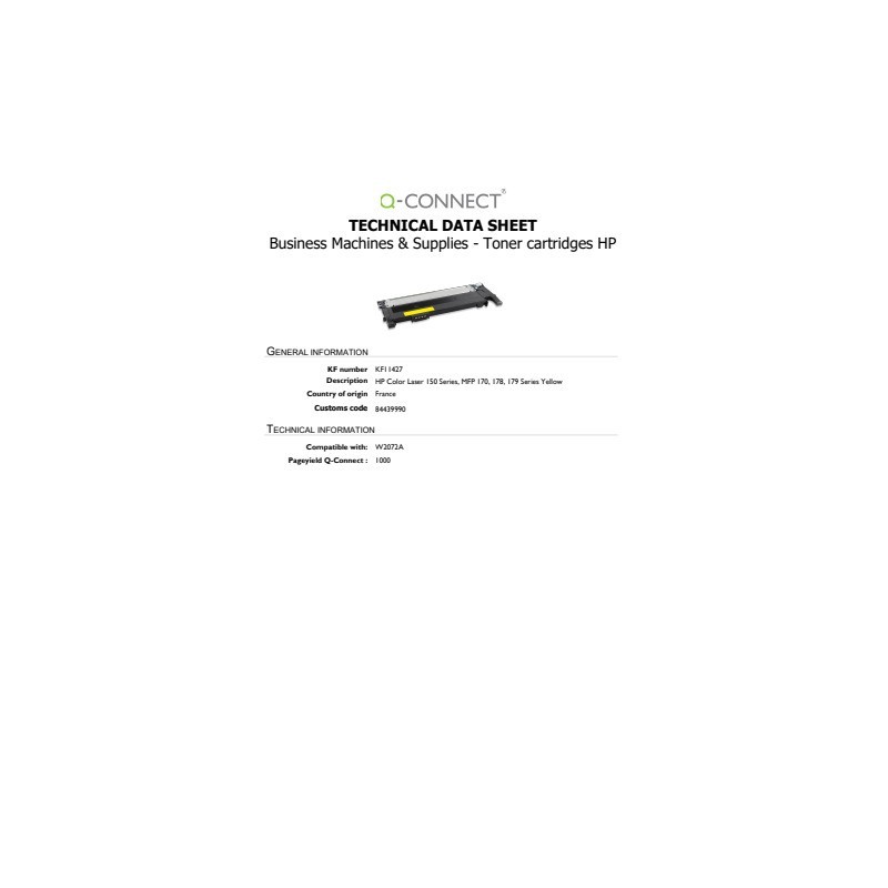 Toner Q-Connect rigenerato HP 117A (W2072A) giallo - KF11427