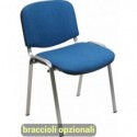 Sedia visitatore 4 gambe Unisit Dado D5G acciaio grigio - rivestimento fili di luce blu - Conf. 2 pezzi - D5G/2/F11