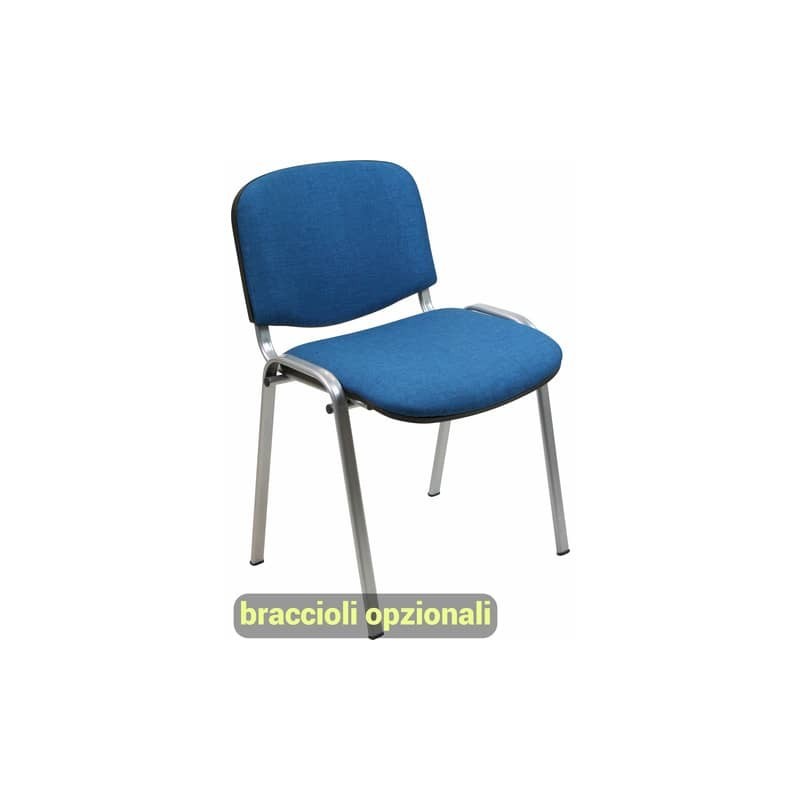 Sedia visitatore 4 gambe Unisit Dado D5G acciaio grigio - rivestimento fili di luce blu - Conf. 2 pezzi - D5G/2/F11