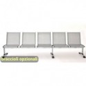 Panca 5 posti attesa Unisit Plexus PS5P in acciaio grigio - schienale e seduta forati traspiranti - PS5P