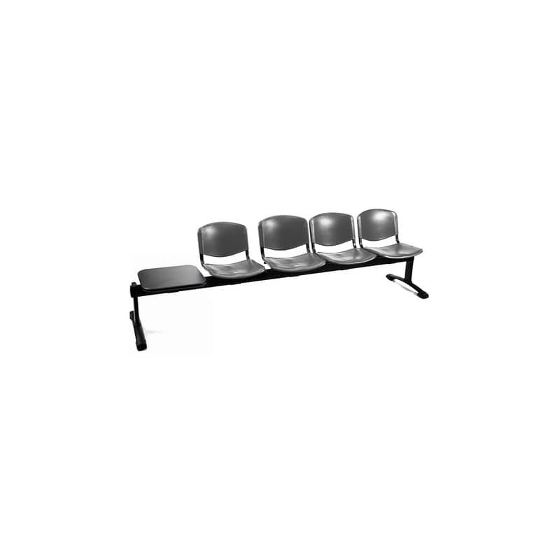 Panca 4 posti attesa Unisit Dado D5P4PT con tavolino - PPL nero D5P4PT/NE