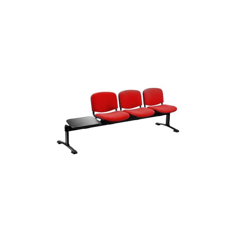Panca 3 posti attesa Unisit Dado D53PT con tavolino - rivestimento Eco rosso - D53PT/ER