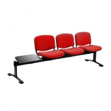 Panca 3 posti attesa Unisit Dado D53PT con tavolino - rivestimento ignifugo rosso - D53PT/IR