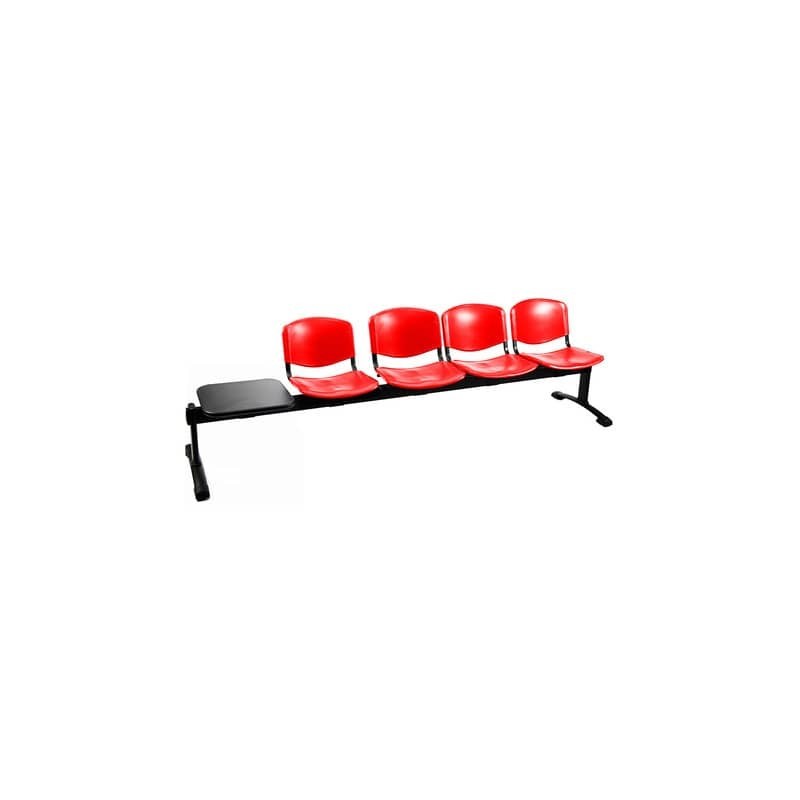 Panca 4 posti attesa Unisit Dado D5P4PT con tavolino - PPL rosso D5P4PT/RO