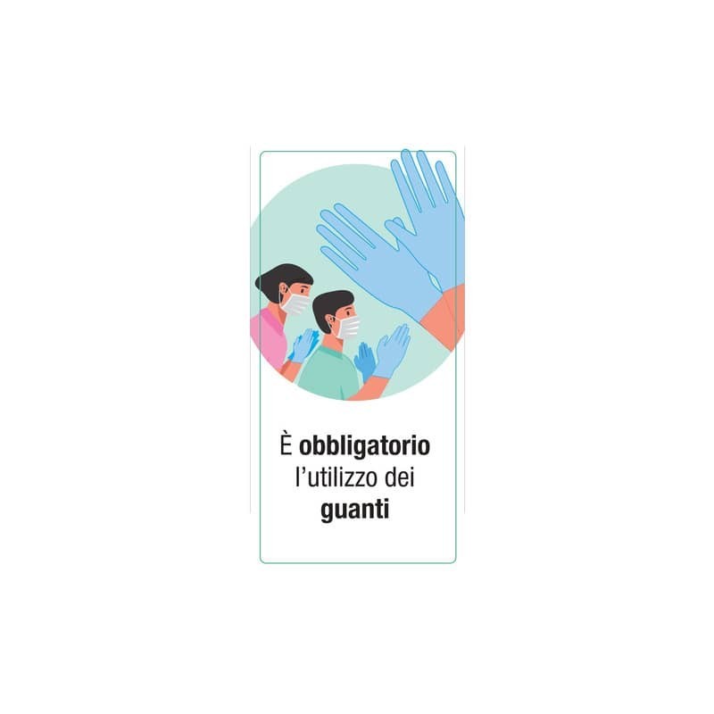 Adesivo segnaletico "È obbligatorio l'utilizzo dei guanti" 15x30 cm multicolore - 30034