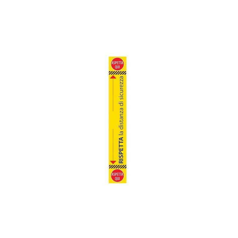 Adesivo di segnaletica a terra "Rispetta la distanza di sicurezza - 1 m" 120x19 cm giallo/nero/blu/rosso - 30019