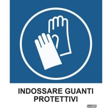Adesivo segnaletico Markin "Indossare guanti protettivi" in LWM - 12,5x15,2 cm Conf. 2 pezzi - X110COV-2