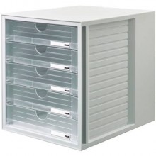 Cassettiera a 5 cassetti per carta (DIN A4/C4) Han L.275xH.320xP.330 mm grigio chiaro lucida - 1450-63