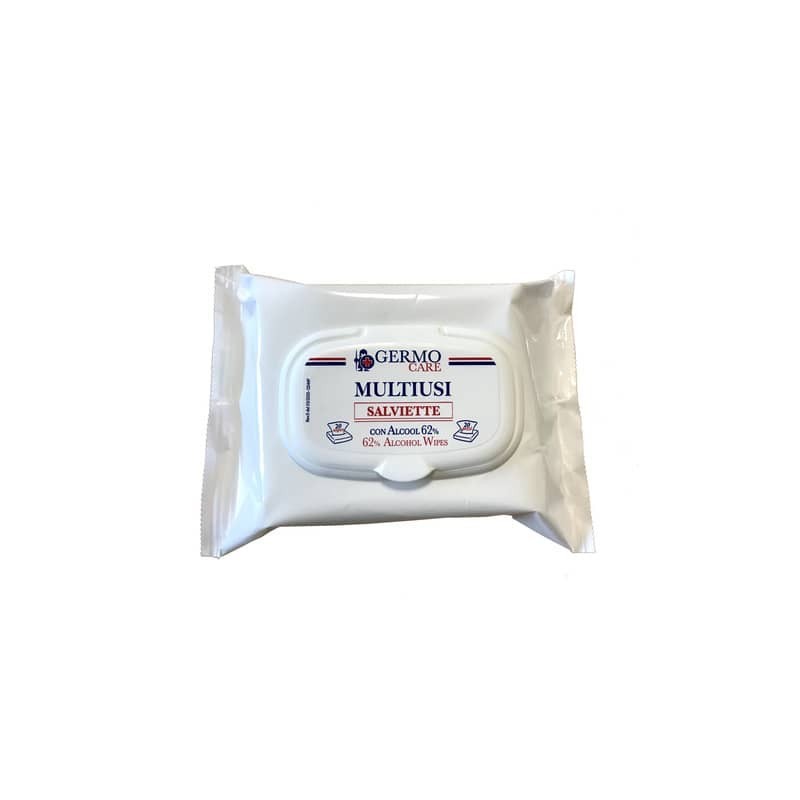 Salviette disinfettanti multisuperficie Multiusi alcool 62% - 20x20 cm profumo limone - Conf. 20 pezzi - TOW100