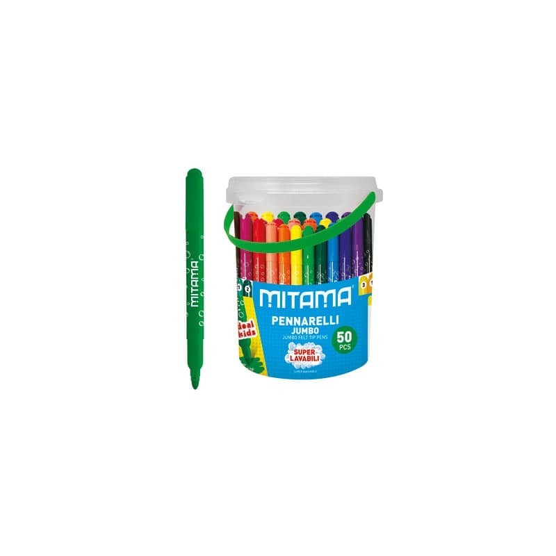Pennarelli Mitama JumboSuper Lavabili - punta maxi 5 mm - colori assortiti - conf. 50 pezzi 62875