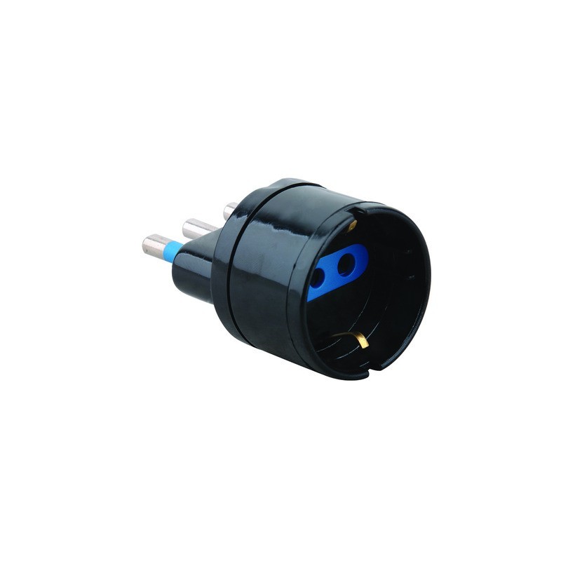 Adattatore di rete spina 2P+T 10A presa schuko MKC nero 492517921