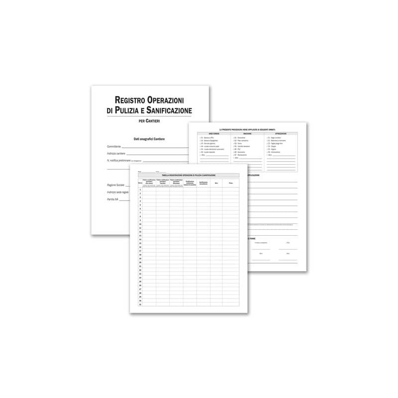 Registro operazioni di pulizia e sanificazione per cantieri Data Ufficio 28 pg -  31x24,5 cm - DU3219C0100