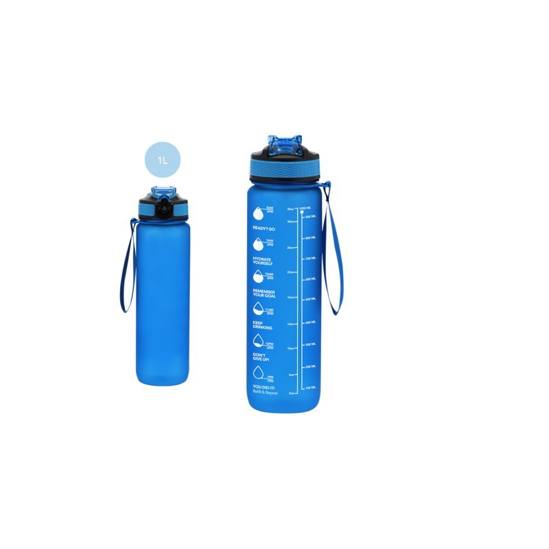 Borraccia motivazionale in PETG blu senza BPA 1 L 21421-019
