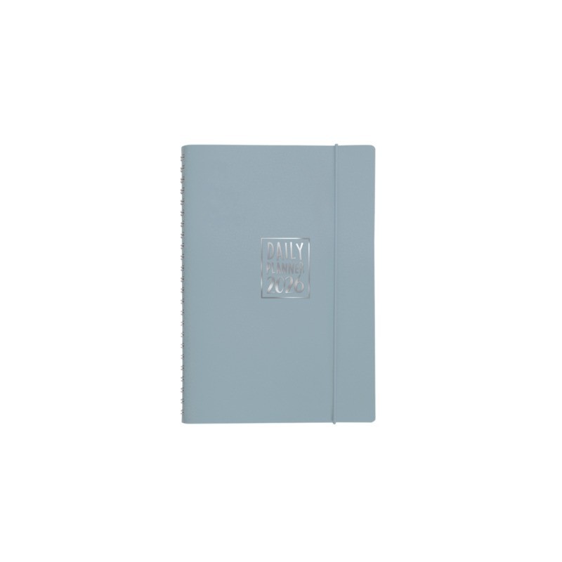 Agenda giornaliera Biembi 2027 grigio spiralata con copertina in cuoio rigenerato 15x21cm - BNZ265C77-G