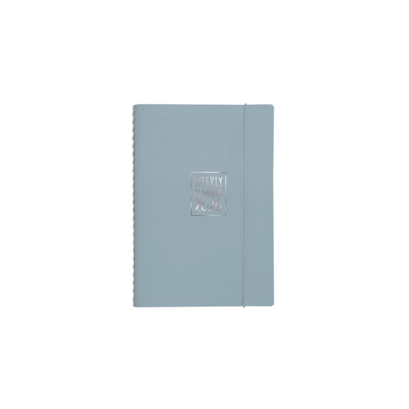 Agenda settimanale Biembi 2027 grigio spiralata con copertina in cuoio rigenerato 15x21 cm - BNZ265C75-G