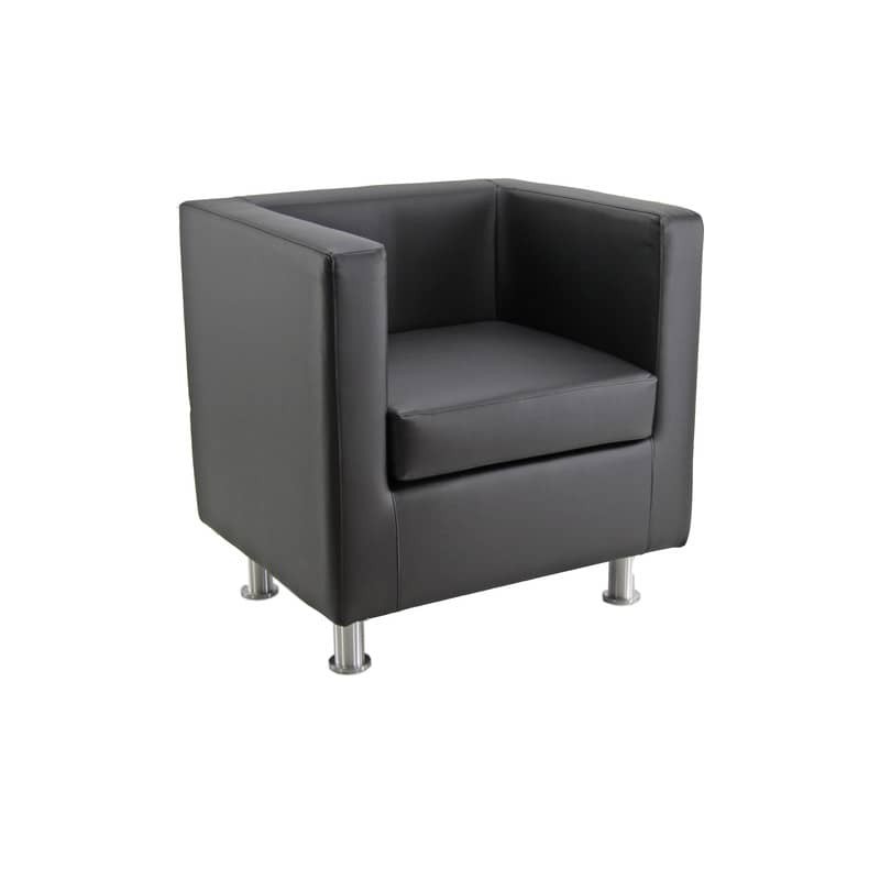 Divano attesa 1 posto Unisit Pragma PR1 schienale fisso - rivestimento tessuto ecopelle nero - PR1/KN