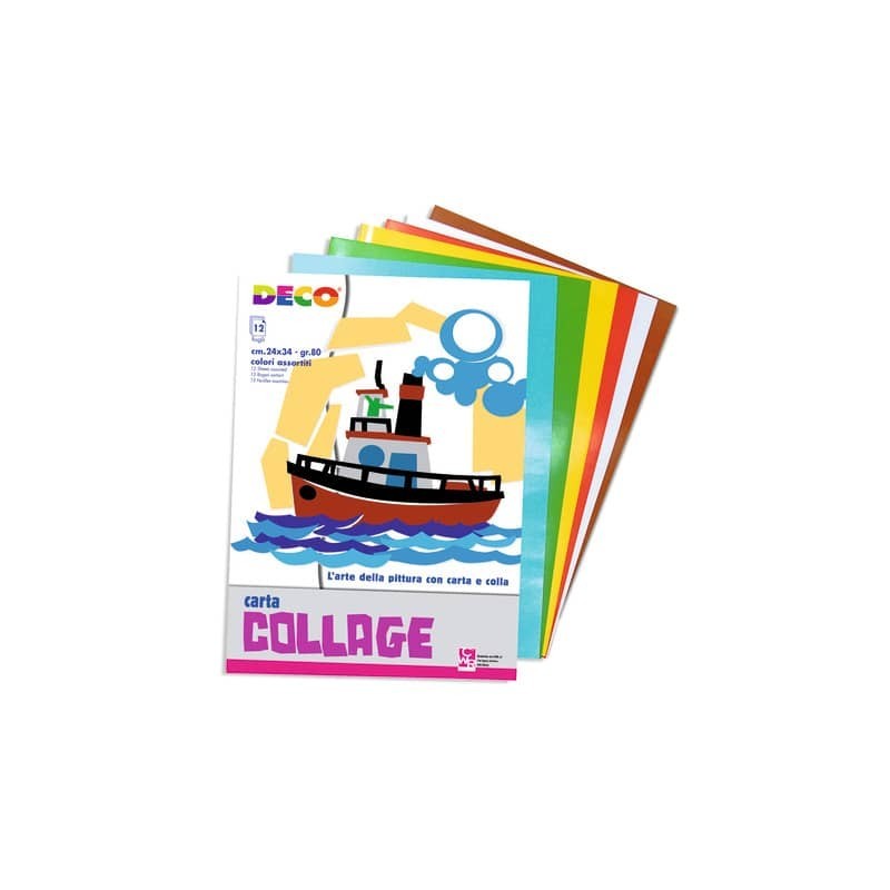 Album di carta rasata Deco 24x34 cm 12 fogli da 80 g - colori assortiti - 701/12 (Conf.5)
