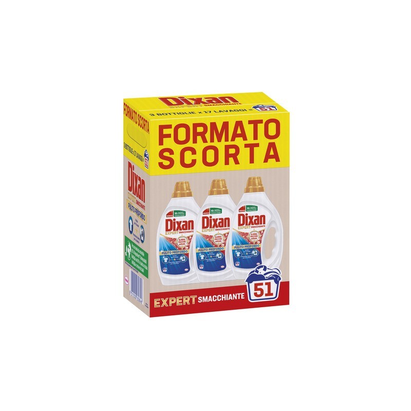 Detersivo liquido per bucato Dixan Expert smacchiante da 17 lavaggi - conf. 3 pezzi - 2970186