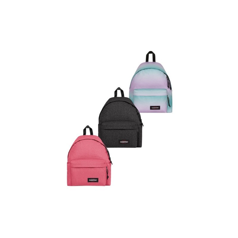 Set 3 zaini Eastpak Padded Pak'r® 24 L 1 nero glitter, 1 fucsia glitter, 1 gradient glitter