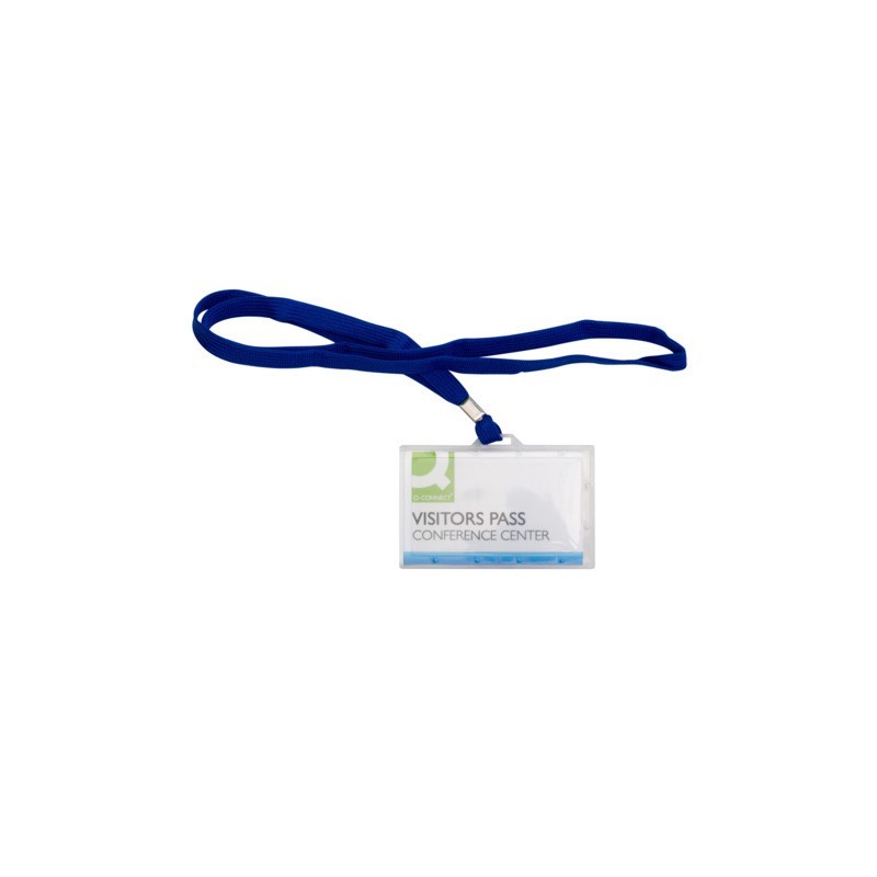 Portabadge rigido in PP Q-Connect 94x60 mm con cordoncino blu - conf. 50 pz - KF17112