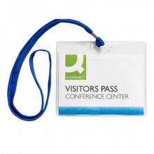 Portabadge in PVC morbido Q-Connect 154x127 mm con cordoncino blu - conf. 25 pz - KF18613