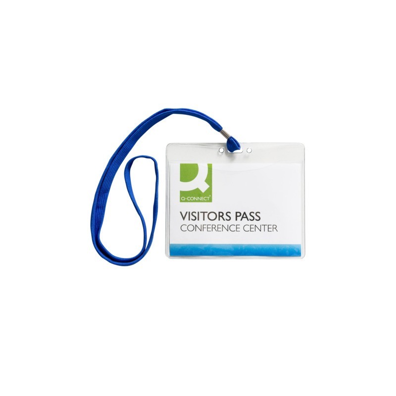 Portabadge in PVC morbido Q-Connect 154x127 mm con cordoncino blu - conf. 25 pz - KF18613