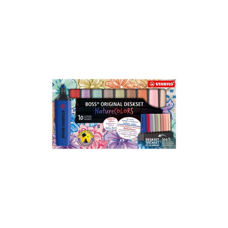 Desk set 10 evidenziatori Stabilo Boss Nature Colors Wildflowers Edition 2-5 mm assortiti - 7010-3-5