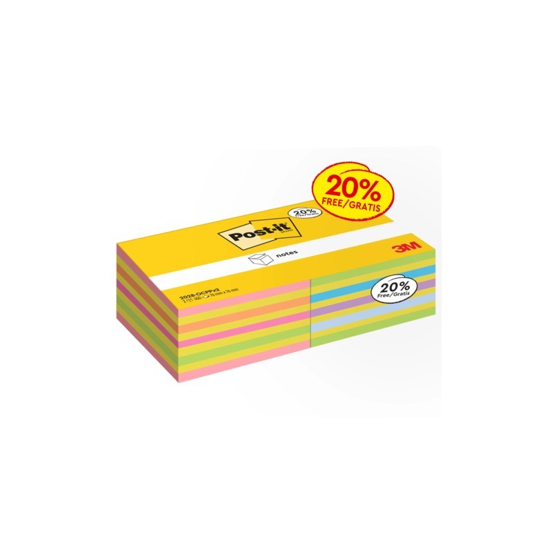 Foglietti riposizionabili Post-it® Cubo 76x76 mm - 450 ff - VALUE PACK da 2 cubi - colori assortiti