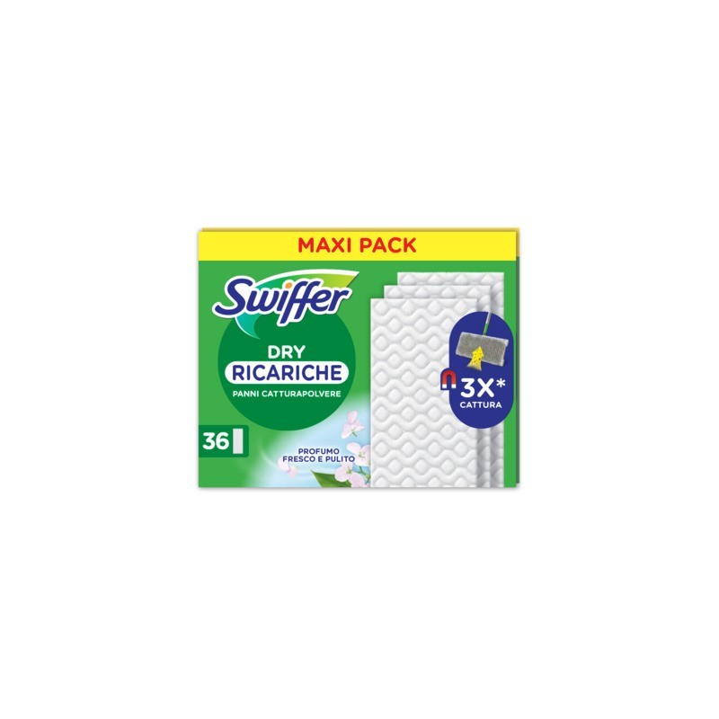 Ricarica panni Swiffer Dry per pavimenti 21x26 cm - conf. 36 pz - PG261