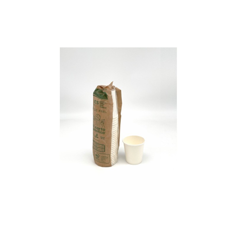 Bicchiere da caffè in cartoncino bianco senza plastica Le Nappage 120 cc - conf. 25 pz - 61688LN