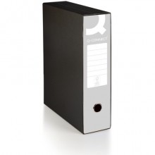 Registratore protocollo con custodia Q-Connect dorso 8 cm - 28,5x35 cm - grigio - 0201041/P.GR (Conf.6)