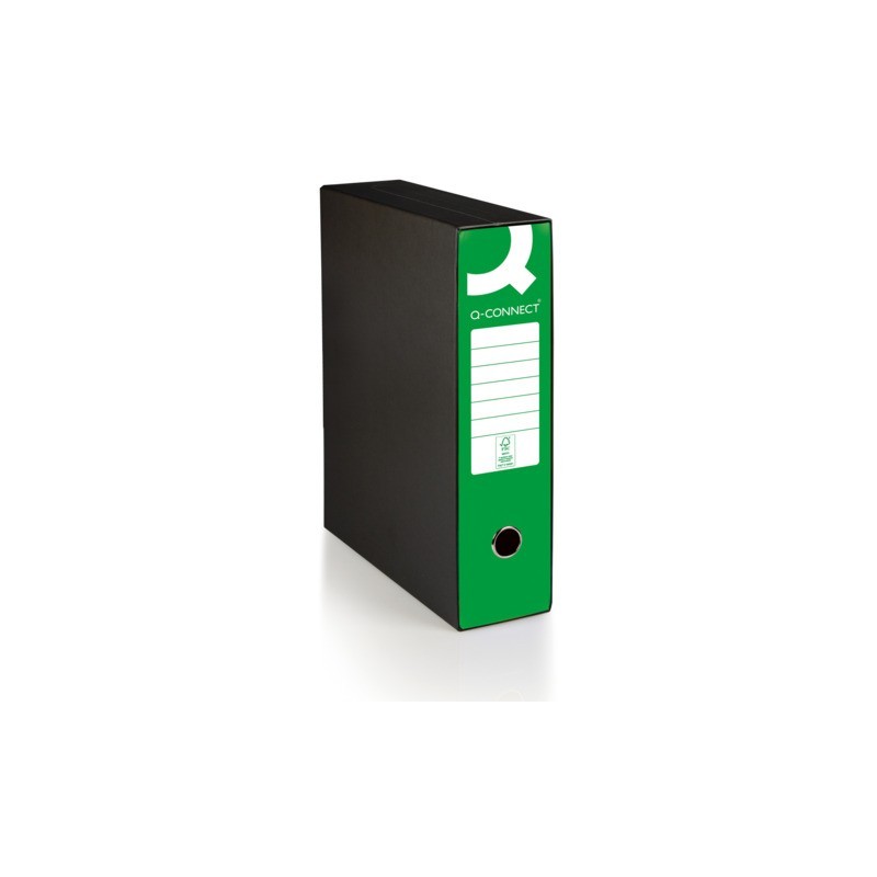 Registratore protocollo con custodia Q-Connect dorso 8 cm - 28,5x35 cm - verde - 0201041/P.VE (Conf.6)
