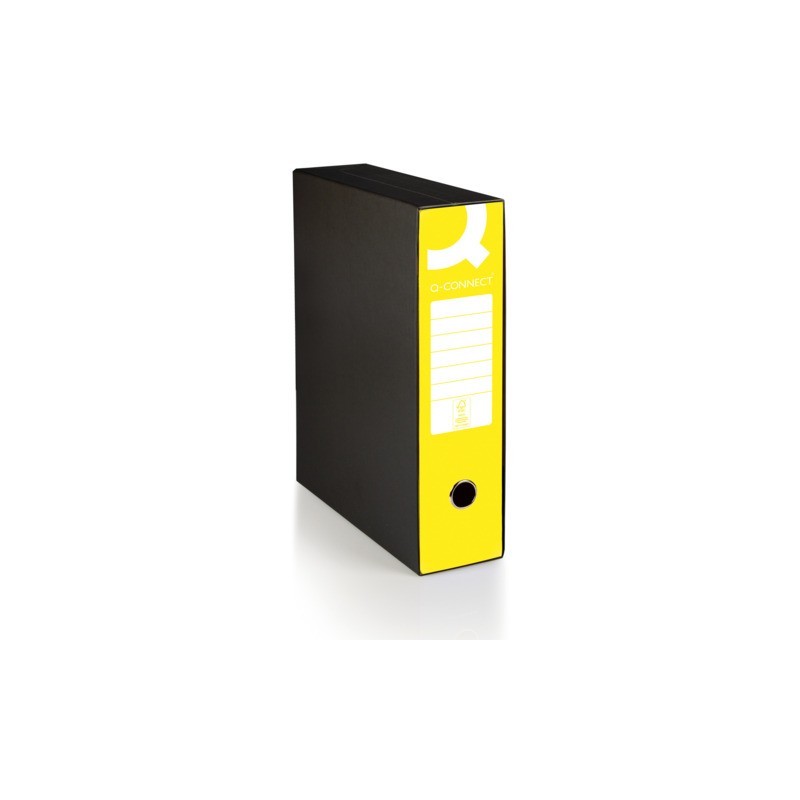 Registratore commerciale con custodia Q-Connect dorso 8 cm - 28,5x32 cm - giallo - 0201041/Q.GI (Conf.6)