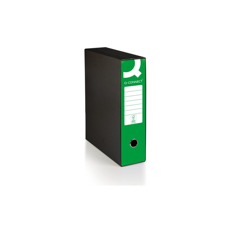 Registratore commerciale con custodia Q-Connect dorso 8 cm - 28,5x32 cm - verde - 0201041/Q.VE (Conf.6)