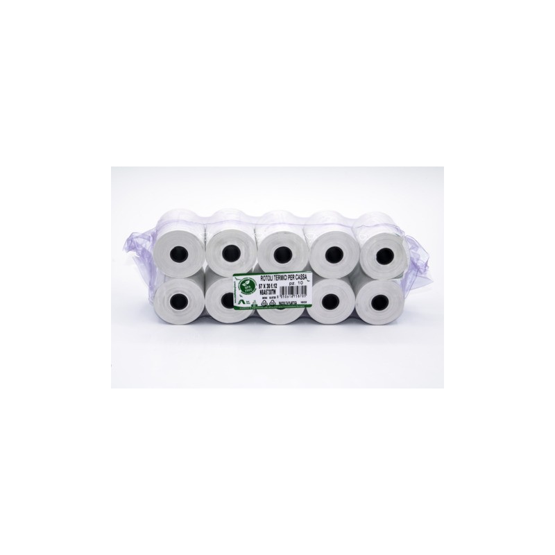 Rotoli registratore di cassa Rotolificio Pugliese BPA Free 48 g/m² - 57 mm foro 12 mm - conf. 10 pz  - NBA5730TW