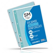 Ricambi rinforzati per quaderni ad anelli Blasetti - A4 - 80 g/m² - 40 ff - 5M - azzurro - 7808
