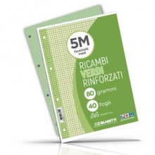 Ricambi rinforzati per quaderni ad anelli Blasetti - A4 - 80 g/m² - 40 ff - 5M - verde - 7814