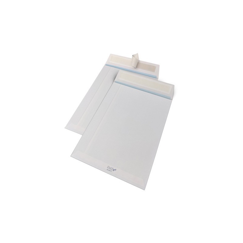 Buste a sacco Blasetti Self con 3 soffietti e strip 120 g/m² bianco - 19+4x26 cm - conf. 250 pz - 0811