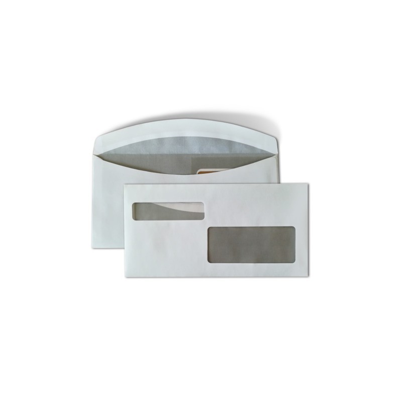 Buste con 2 finestre Blasetti - 80 g/m² bianco - 11,5x23 cm - conf. 1200 pz - 0106