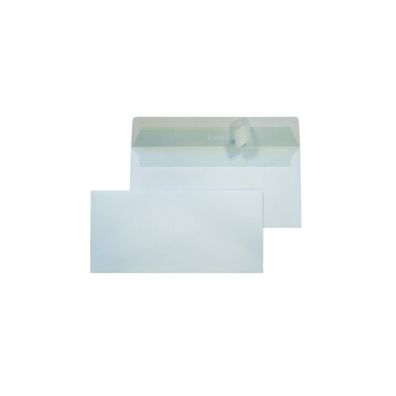 Buste senza finestra Blasetti Strip 80 con lembo strip - 80 g/m² bianco - 11x23 cm - conf. 500 pz - 0008